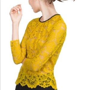 Zara leather piped lace top